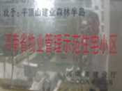 2008年12月17日，平頂山森林半島被 評為"河南省物業(yè)管理示范住宅小區(qū)"榮譽稱號。